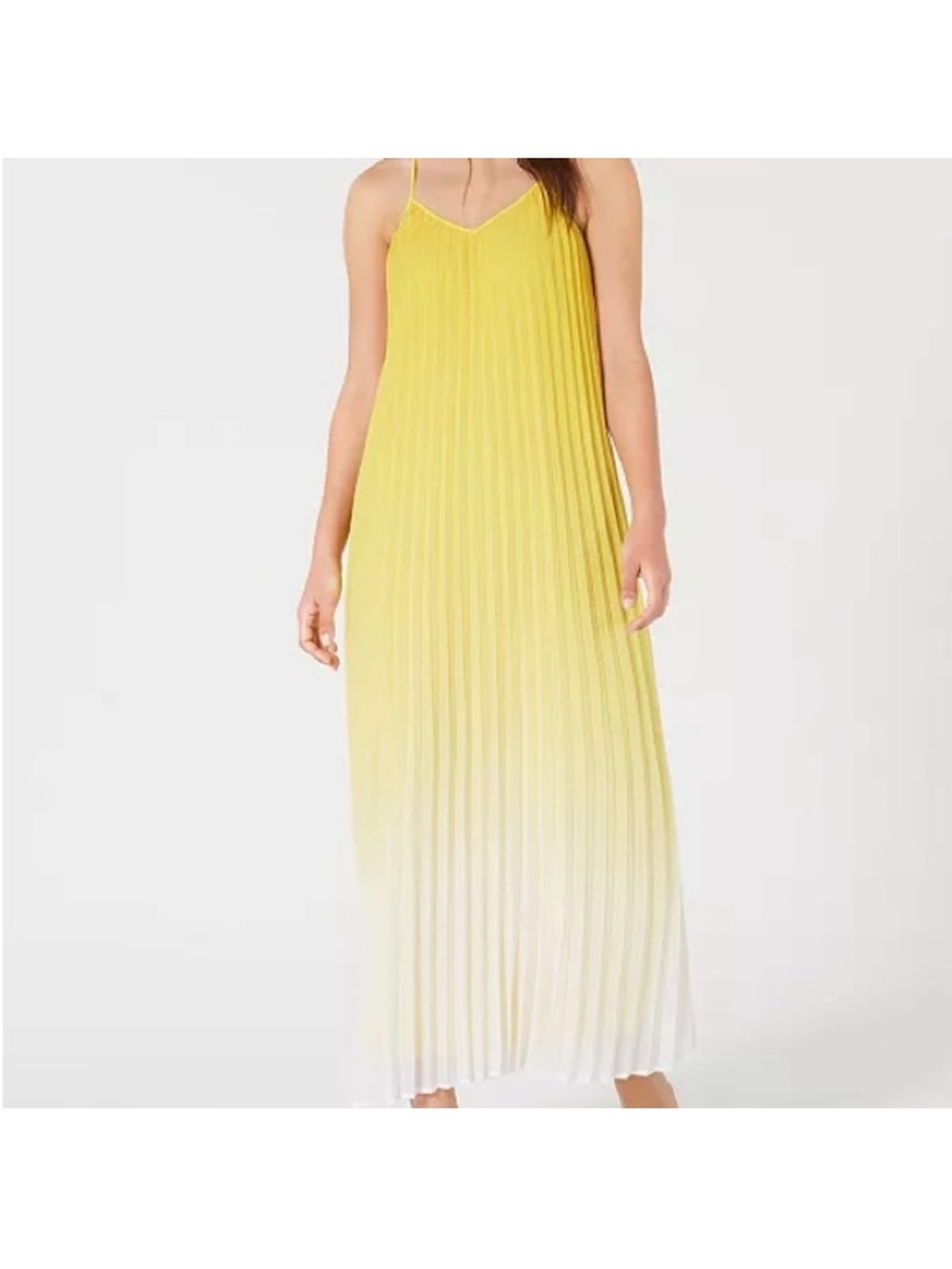 Bar III Yellow Ombre Pleated Maxi Dress